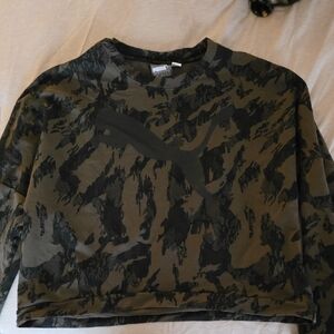 Puma Olive and Black Camouflage Crop Top